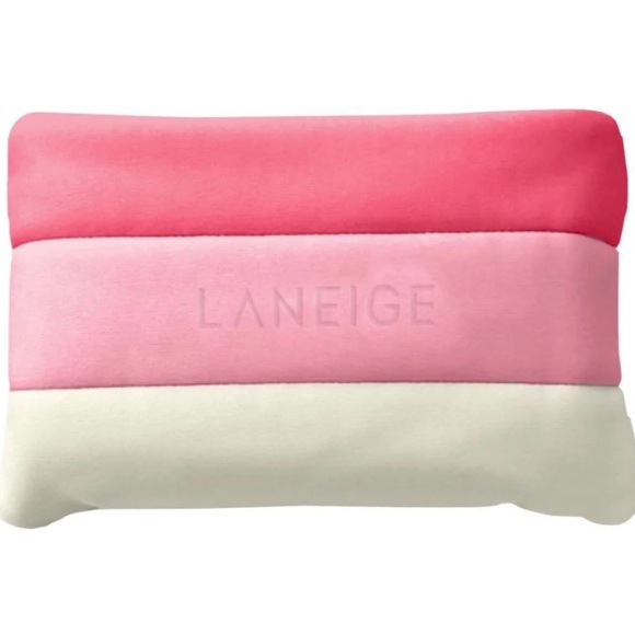 LANEIGE Handbags - LANEIGE Pink and White Striped Pouch